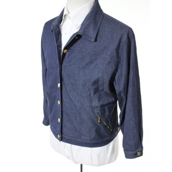 ST JOHN SPORTSWEAR DENIM JACKET SIZE LARGE - Picture 3 of 6